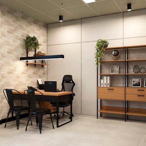 Mesa de Escritório em L Mesa de Trabalho com 2 Estantes Gaveteiro Nicho Moderno 5 Gavetas MDF 135cm