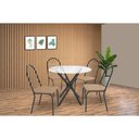 Ver imagem 1 de Conjunto: Mesa de Cozinha Volga C/ Tampo de Vidro 95cm e 4 Cadeiras Noruega Preto - Capuccino -