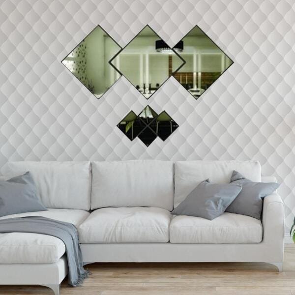 Espelho Decorativo Acrílico 70x50 Quadrados Quarto Sala - 2