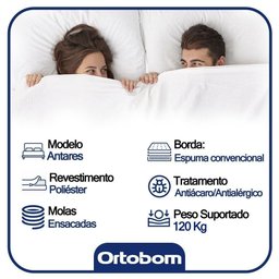 Cama Box Baú Airtech Antares Casal + Colchão de Molas Ensacadas - Ortobom - Spring - 138x188x67cm - 3