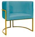 Ver imagem 2 de Kit 2 Poltronas Decorativa Luxo Base de Metal Dourada Escritório Recepção Sala Suede Verde Agua Eli