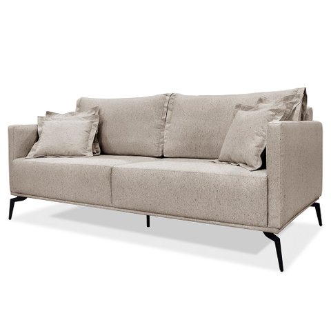 Sofá 2 Lugares 160cm Pés de Metal Vecchia S06 Linho Areia - Mpozenato