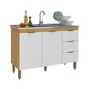 Ver imagem 6 de Balcão para Pia de Cozinha 120cm 3 Gavetas B00120007 Carvalho/Branco - Ozini Móveis