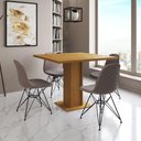 Ver imagem 1 de Mesa Jantar Londres Quadrada Canela 90cm 4 Cadeiras Eames Estofadas Nude Médio Ferro Preto