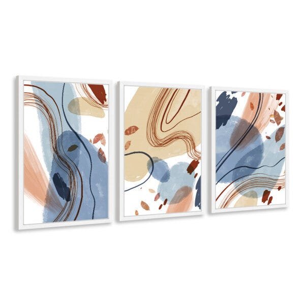 Quadro 40x90cm Abstrato Amets Moldura Branca Sem Vidro Decorativo Interiores - 1