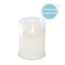 Vela De Led Chama Viva SPA Copo Vidro Pequena10x7,5cm - 3