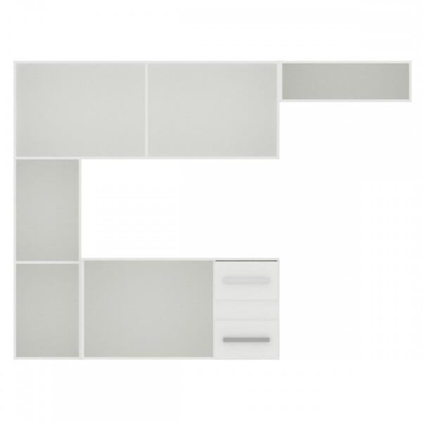 Cozinha Compacta Suspensa 7 Portas 2 Gavetas Armário e Balcão Loft Branco - Panorama Móveis - 3