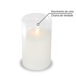 Vela de Led Chama Viva Spa Copo Vidro Grande 15x7,5cm - 3