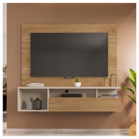 Painel para TV até 55 Polegadas Black 1 Porta Buriti Off White