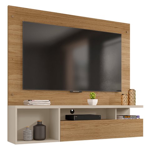 Painel para TV até 55 Polegadas Black 1 Porta Buriti Off White