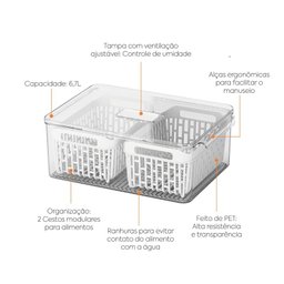 Organizador Geladeira Dry 2 Cestos Sempre Seco 6,7litros Coza - 2