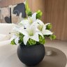 Arranjo Centro de Mesa Lírio Branco Completo Artificial Vaso Preto Decore Fácil Shop - 3
