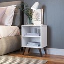 Ver imagem 3 de Kit 2 Mesas de Cabeceira com 1 Prateleira 4 Pés Quarto Branco - Completa Móveis