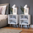 Ver imagem 1 de Kit 2 Mesas de Cabeceira com 1 Prateleira 4 Pés Quarto Branco - Completa Móveis