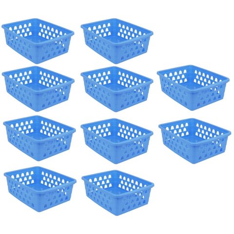 Kit 10 Cestos Multiuso Médio Azul 20x6,5x15cm Pp 1031 Uninjet