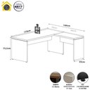 Ver imagem 7 de Mesa de Escritório em L F5 Office Pé Painel Moderno sem Gavetas 170cm Macadâmia com Branco