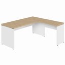 Ver imagem 6 de Mesa de Escritório em L F5 Office Pé Painel Moderno sem Gavetas 170cm Macadâmia com Branco