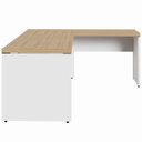 Ver imagem 2 de Mesa de Escritório em L F5 Office Pé Painel Moderno sem Gavetas 170cm Macadâmia com Branco