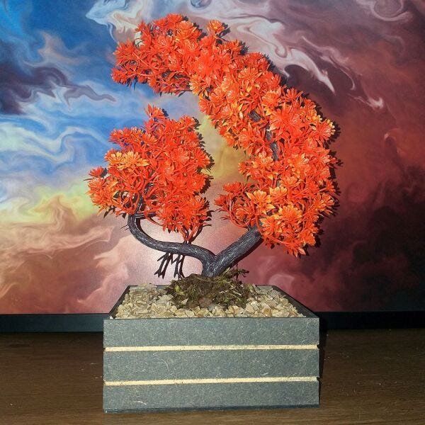 Bonsai Artificial Etéreo Árvore Atlas Laranja no Cachepot - 1