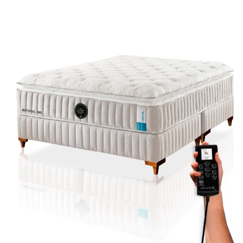Colchão de Látex Natural Gel - Box e Kit Zen - Casal 138x188cm