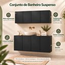 Ver imagem 3 de Conjunto de Banheiro com Aéreo e Balcão 4 Portas Suspenso 123,5cm Multimóveis MP5542 Preto