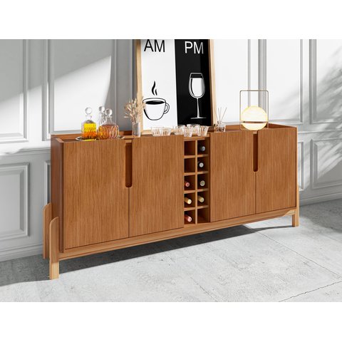 Buffet Aparador 190cm 4 Portas com Adega Lizz - 6 Cores:cedro