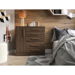 Cômoda Advantage 5 Gavetas 1 Porta Capuccino Wood - 2