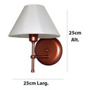 Ver imagem 3 de Arandela De Parede em Alumínio e Cúpula de Algodão Para Sala, Quarto Cabeceira De Cama - Cobre e Cúp