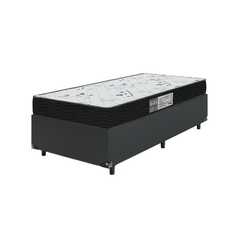Cama Box Solteiro + Colchão D33 One Face - 56x88x188cm - E-shop Casa - Couro