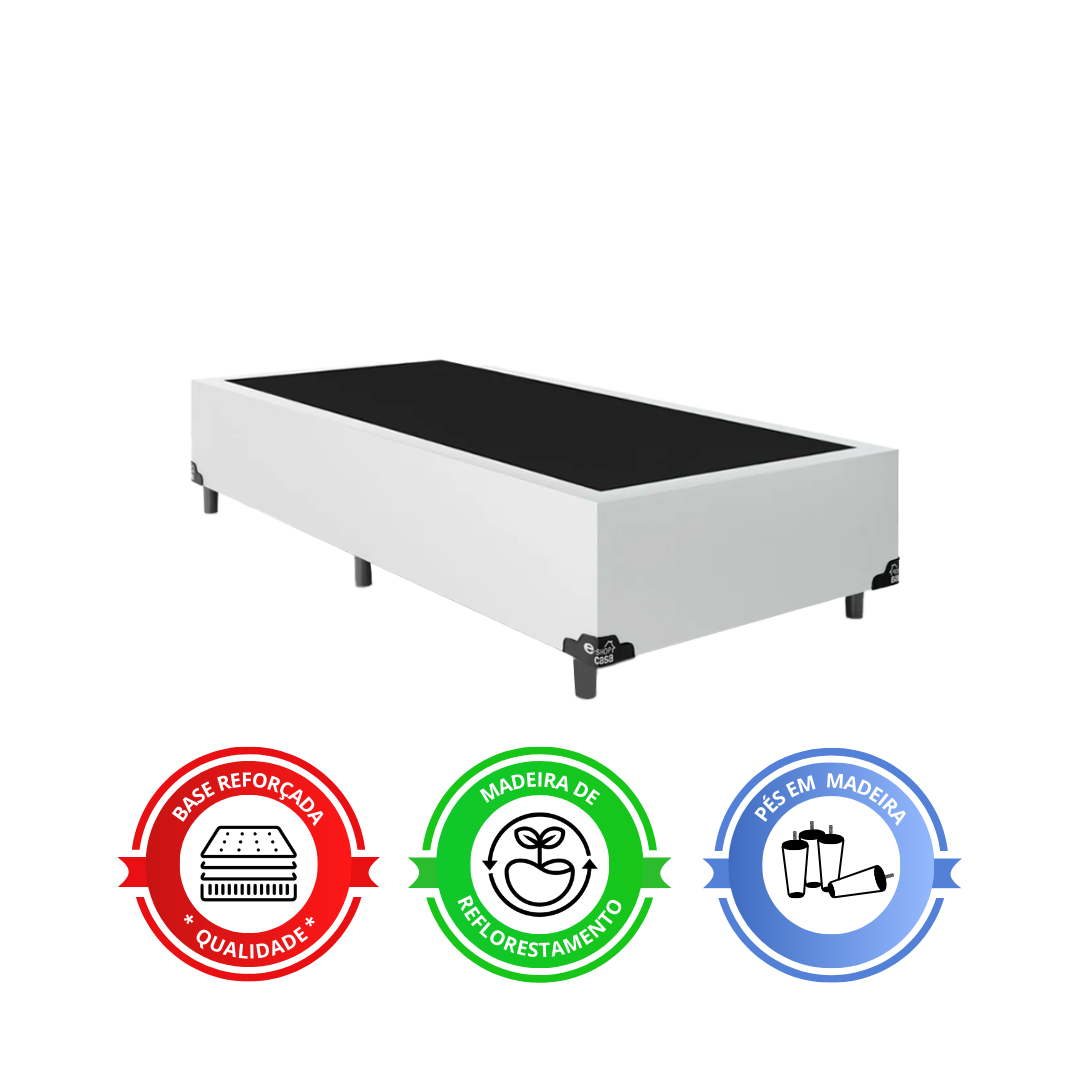 Cama Box Solteiro + Colchão D33 One Face - 56x88x188cm - E-shop Casa - Couro - 5