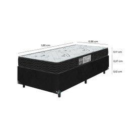 Cama Box Solteiro + Colchão D33 One Face - 56x88x188cm - E-shop Casa - Suede - 3