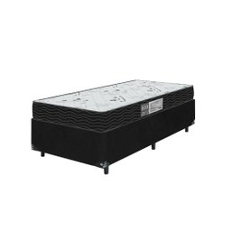 Cama Box Solteiro + Colchão D33 One Face - 56x88x188cm - E-shop Casa - Suede - 1