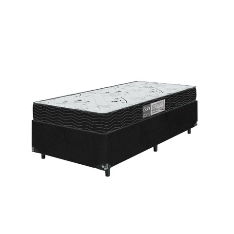 Cama Box Solteiro + Colchão D33 One Face - 56x88x188cm - E-shop Casa - Suede