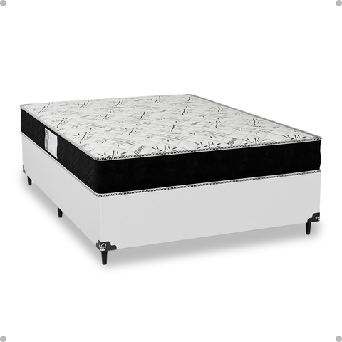 Cama Box Casal + Colchão D33 One Face - 56x138x188cm - e-Shop Casa - Couro