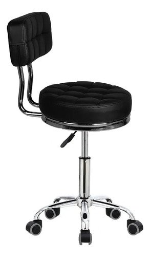 Cadeira Mocho Lum Estética Tatoo Clinica Salão Designer Manicure - Preto - Couro Sintético - 2