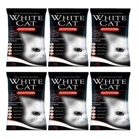 Kit Areia Higiênica para Gatos 6 Pacotes de 2kg - Whitecat