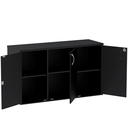 Ver imagem 3 de Armário Baixo Credenza PE25 Pandin 121,50 cm (largura) em MDP Cor Liso Preto com Três Portas