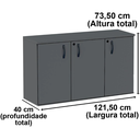 Ver imagem 4 de Armário Baixo Credenza PE25 Pandin 121,50 cm (largura) em MDP Cor Liso Preto com Três Portas