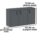 Ver imagem 4 de Armário Baixo Credenza PE25 Pandin 121,50 cm (largura) em MDP Cor Liso Preto com Três Portas