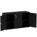 Ver imagem 2 de Armário Baixo Credenza PE25 Pandin 121,50 cm (largura) em MDP Cor Liso Preto com Três Portas