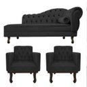 Ver imagem 1 de Kit Diva Recamier Diana 185cm Lado Esquerdo e 02 Poltronas Classic Linho Cinza Escuro - ADJ Decor