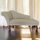Ver imagem 2 de Recamier Divã para Sala Cecilia Pés Retro Tabaco 1.60cm Veludo Bege - Incasa Decor
