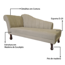 Ver imagem 7 de Recamier Divã para Sala Cecilia Pés Retro Tabaco 1.60cm Veludo Bege - Incasa Decor