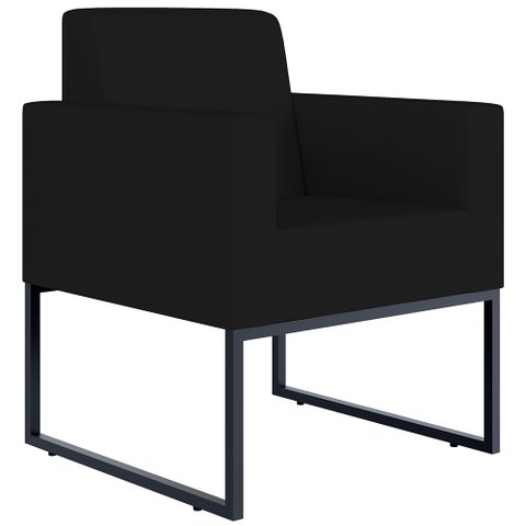 Poltrona Decorativa para Recepção Base Fixa de Metal Helô L02 Suede Preto - Lyam