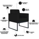 Ver imagem 3 de Poltrona Decorativa para Recepção Base Fixa de Metal Helô L02 Suede Preto - Lyam