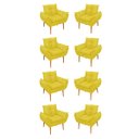 Ver imagem 1 de Kit 08 Poltronas Opala Decorativas Sala de Estar Suede Cor:Amarelo