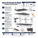 Ver imagem 5 de Kit Mesa Articulada Dobrável Retrátil de Parede com Suporte Aço 80x41 cm Branca