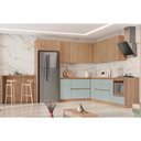 Ver imagem 1 de Cozinha Modulada Completa Rainha 21 Peças (6aéreos+6balcões+1ilha+8peças) C6p75 Nature/verde -