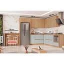 Ver imagem 7 de Cozinha Modulada Completa Rainha 21 Peças (6aéreos+6balcões+1ilha+8peças) C6p75 Nature/verde -