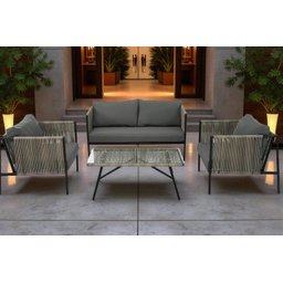 Conjunto de Àrea Externa Haven com 1 Sofá, 2 Poltronas 1 Mesa - Cinza - 2